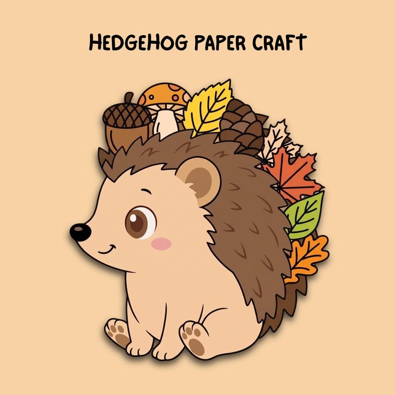 Fall Hedgehog Printable Craft, Cut and Paste Easy DIY Paper Crafts for ...