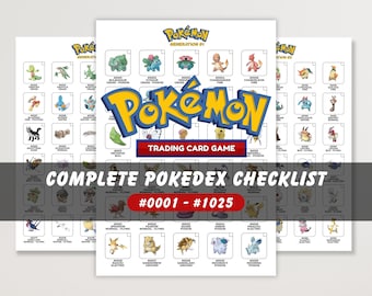 Complete Pokémon National Pokédex 1025 Printable Binder Pages Checklist Digital Download