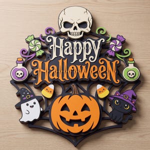 Halloween 3D-SVG-Datei mit mehreren Ebenen, Halloween-Bastelvorlage aus Papier, Schneidedatei für Cricut, DIY-3D-Wanddeko, digitaler Download