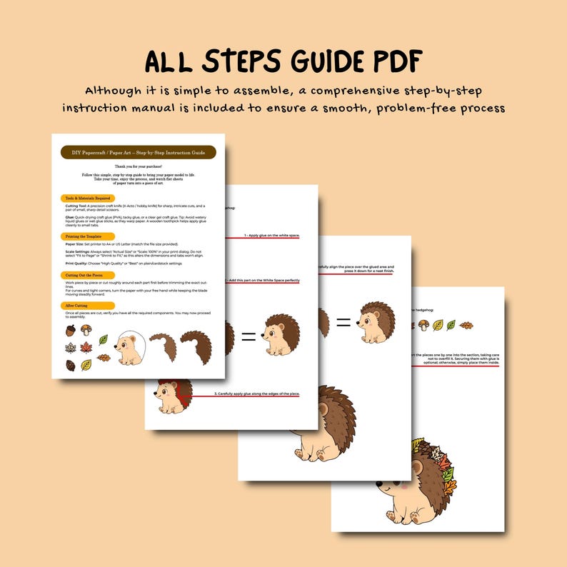Fall Hedgehog Printable Craft, Cut and Paste Easy DIY Paper Crafts for ...