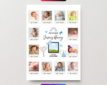 Editable Baby 1st Birthday Canva Template, First Milestone Fun To Be One Invitation Template Birthday Card, Boy 1st Birthday Poster
