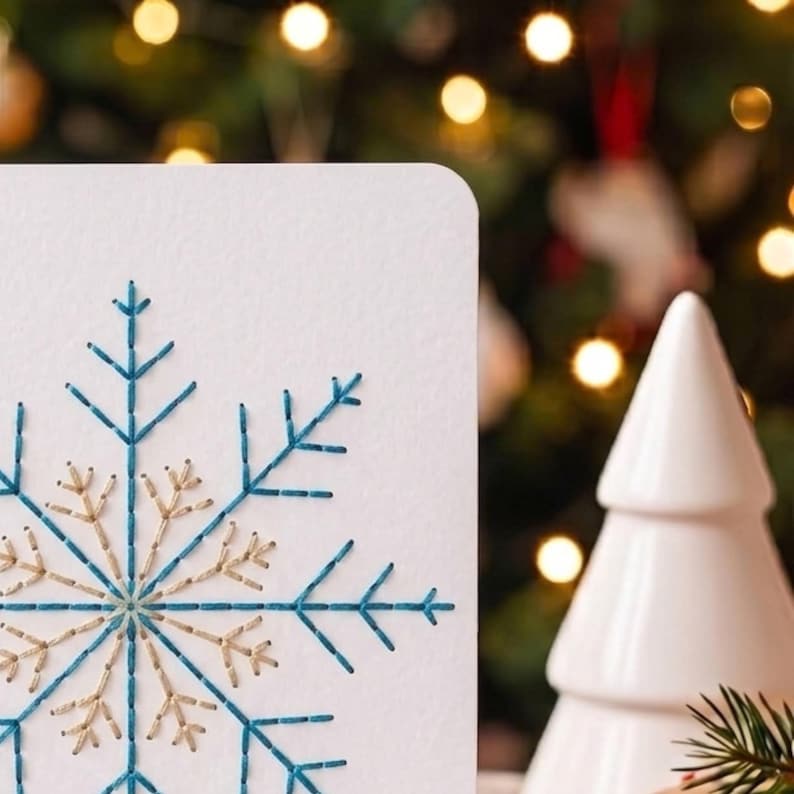 Christmas Thread Card Template, DIY Embroidery Holiday Card, Beginner ...
