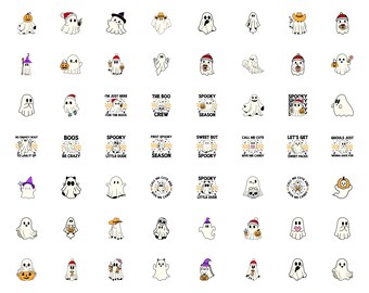 Happy Halloween Svg Bundle Boo Crew Spooky Season Svg, Witch Skeleton Halloween Png Bundle, Cute Pumpkin Spooky Vibes Halloween Clipart