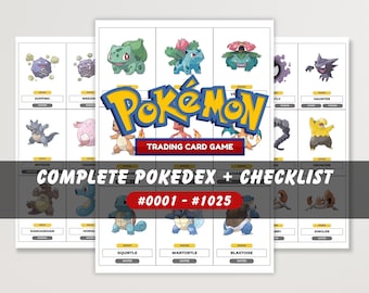Complete Pokémon National Pokédex 1025 Printable Binder Pages & Placeholders + Checklist Digital Download