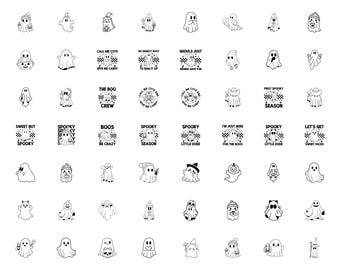 Happy Halloween Svg Bundle Boo Crew Spooky Season Svg, Witch Skeleton Halloween Png Bundle, Cute Pumpkin Spooky Vibes Halloween Clipart
