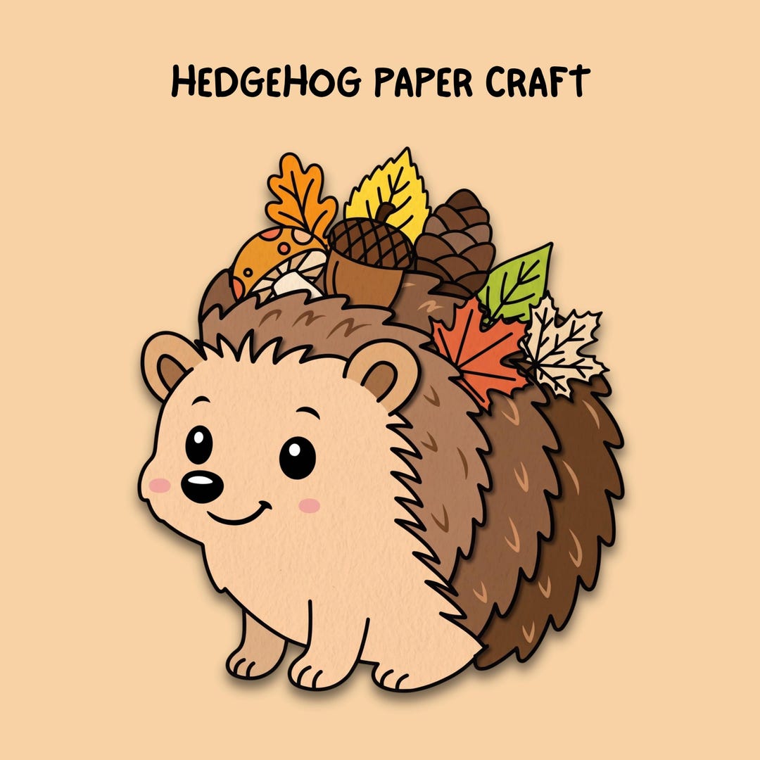 Fall Hedgehog Printable Craft, Cut and Paste Easy DIY Paper Crafts for ...