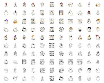 Happy Halloween Svg Bundle Boo Crew Spooky Season Svg, Witch Skeleton Halloween Png Bundle, Cute Pumpkin Spooky Vibes Halloween Clipart