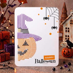 Mönster för Halloween-trådkonstkort, gör-det-själv-pappersbroderi (PDF) – Digital nedladdning