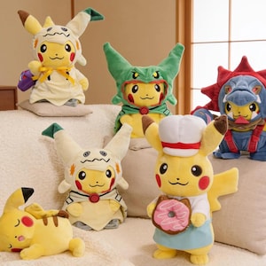 pikachu dress plushie On Tuesdays, we cosplay as Pikachu! The Pokmon Center site has been restocking a ton of older plushies lately, including this adorable Pikachu Cape Eevee Plush! There's also an adorable