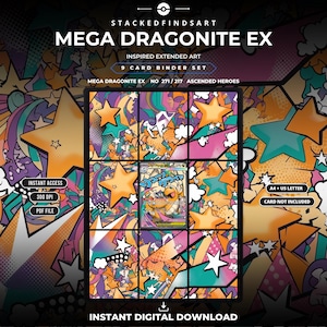Mega Dragonite ex 271/217 Extended Binder Art Display | Ascended Heroes 9 Pocket Binder Page | Pokemon Binder Display