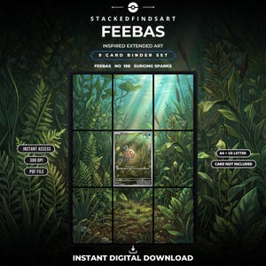 Feebas 198/191 Extended Binder Art Display | Surging Sparks 9 Pocket Binder Page | Pokemon Binder Display