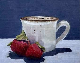 Oil Painting – Strawberries and Mug 5x4 Matte Print