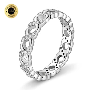 Twisted Infinity Sparkle Ring - Sterling Silver Statement Ring S925