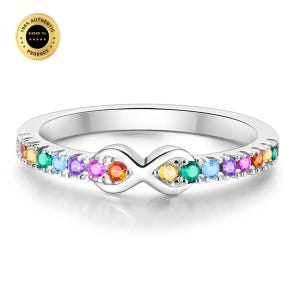 Rainbow Infinity Band Ring - Anniversary Gift for Her - Stackable Jewelry