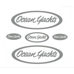 Ocean Yachts Decal 3M Vinyl in Silver Marine Gloss Set Kit USA HIGH QUALITY