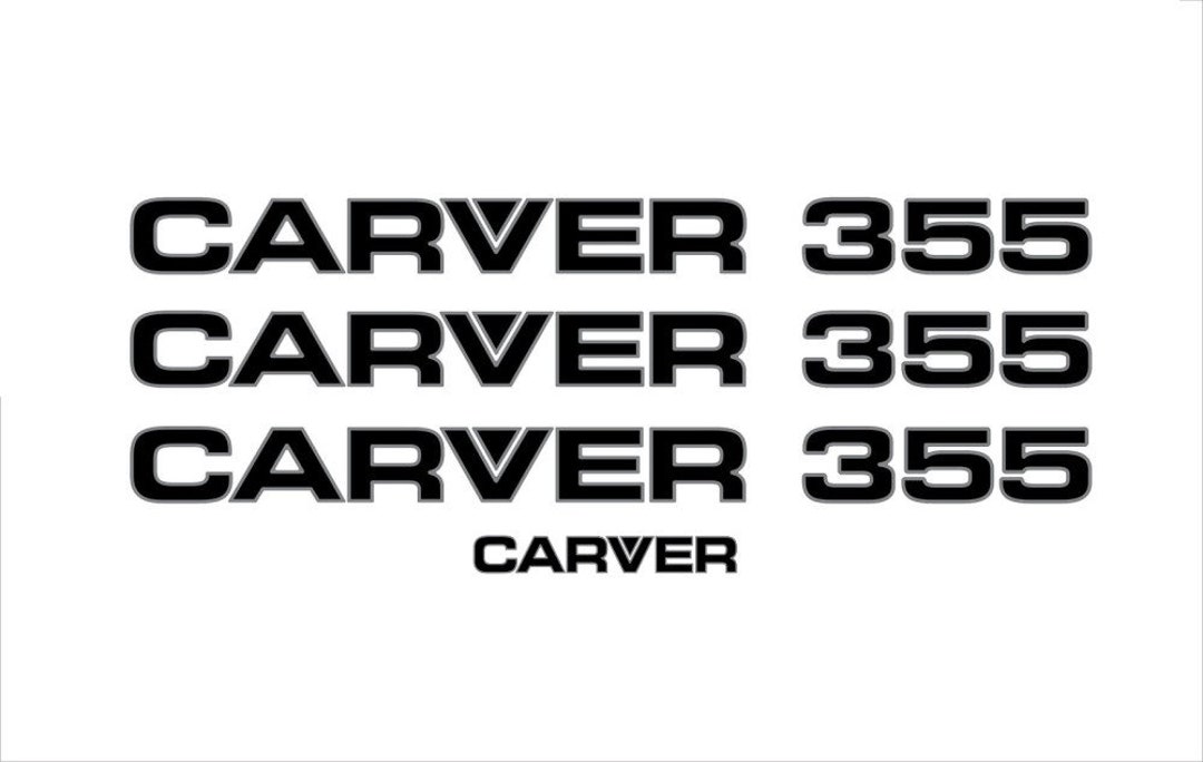 Carver 355 Boat Decal 3M Vinyl in Silver & Black Marine Gloss Set Kit