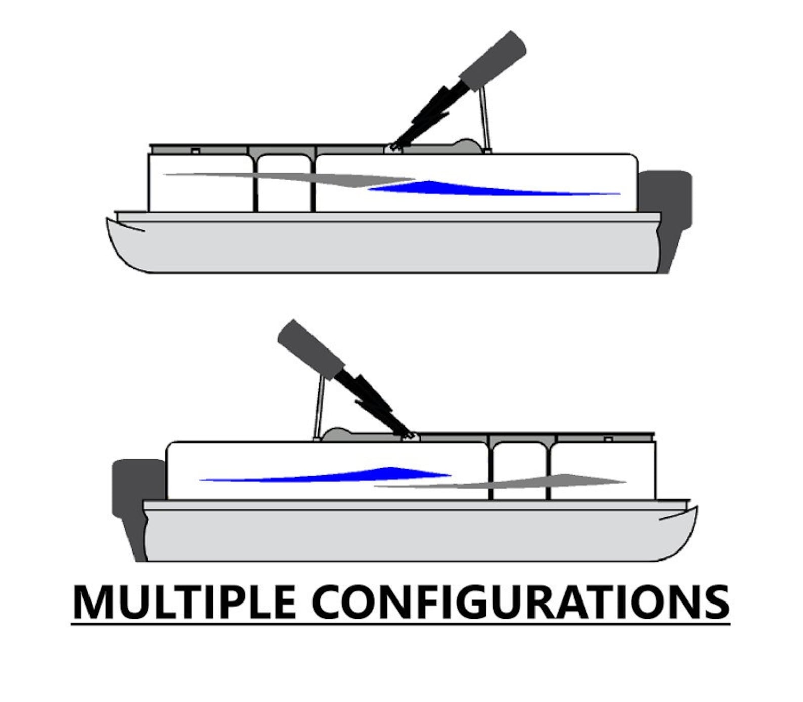Pontoon Boat Decals 3M Marine Grade Vinyl in Blue & Silver Set Kit USA