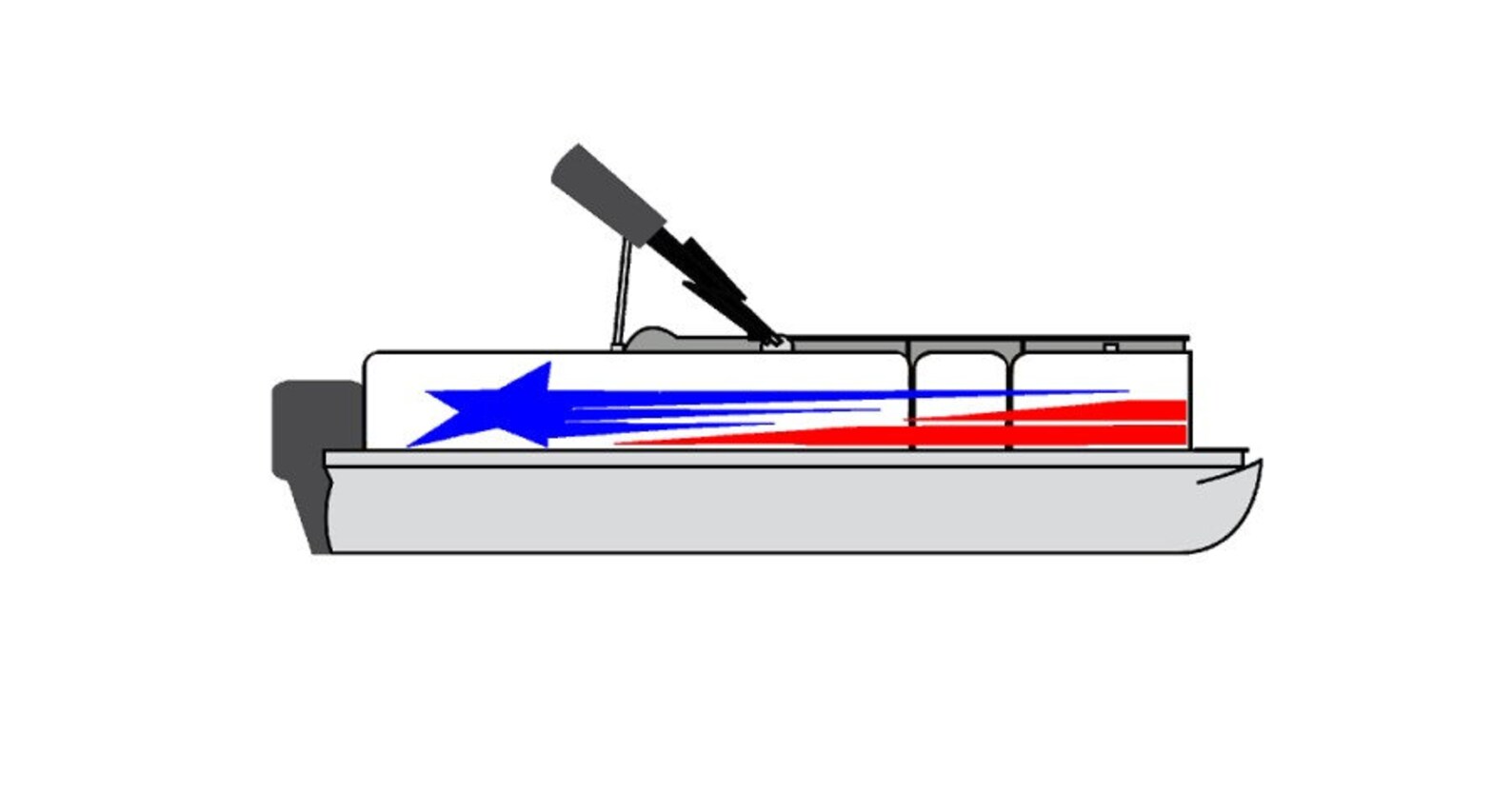 Pontoon Boat Decals 3M Marine Grade Vinyl Red Blue Stars & Stripes Flag