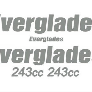 Everglades 243cc Decals 3M Vinyl in Silver Marine Gloss Set Kit USA HIGH QUALITY 243