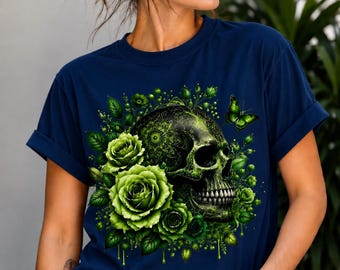 Gothic Skull PNG | Floral Skull Clipart | Tattoo Style Skull | Halloween Sublimation PNG | Dark Gothic Graphic | Instant Download