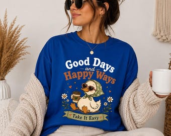 Zabawna koszulka z kaczką | Uroczy T-shirt z grafiką z kaczką | Koszulka z motywem zwierząt gospodarskich | Koszulka z kaczką w stylu vintage | Koszulka Cottagecore | Prezent dla miłośnika ptaków