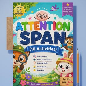 Arbeitsbuch mit Aktivitäten zur Förderung der Aufmerksamkeitsspanne für Kinder von 4-6 Jahren | Konzentrationsspiele (Digitales PDF)