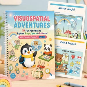 Visuell-räumliche Abenteuer – Arbeitsbuch für Kinder von 4 bis 6 Jahren | Aktivitäten zu Formen, Raum und Mustern (PDF-Download)