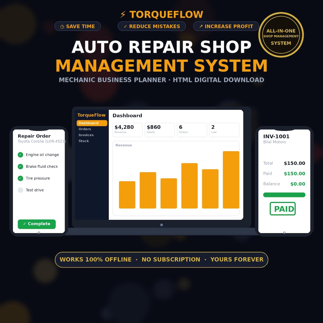Auto Repair Shop Management System | Mechanic Software | HTML Planner ...