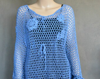 Crochet Tunic, Oversize Tunic, Loose Fit Tunic, Crochet Lace Tunic, Spring/Summer Tunic, Oversize Sweater