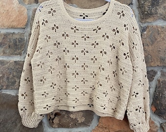 Lacy Blossom Crochet Sweater Pattern, Crochet Sweater Pattern, Crochet Pattern.
