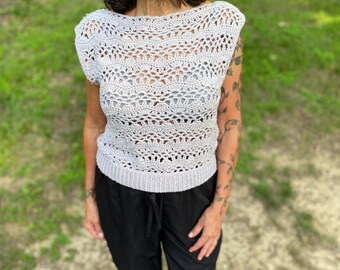 Silver Lace Crochet Top Pattern, Crochet Pattern, Top Pattern, Summer clothing