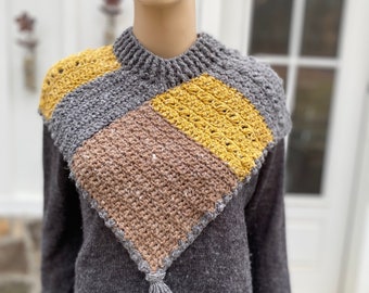 Crochet Poncho Pattern, Yellow Forest Crochet Poncho, Crochet Poncho, Crochet Pattern.