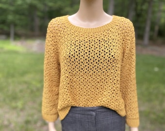 Golden Flowers Sweater, Crochet Sweater, Crochet Pattern, Summer Sweater