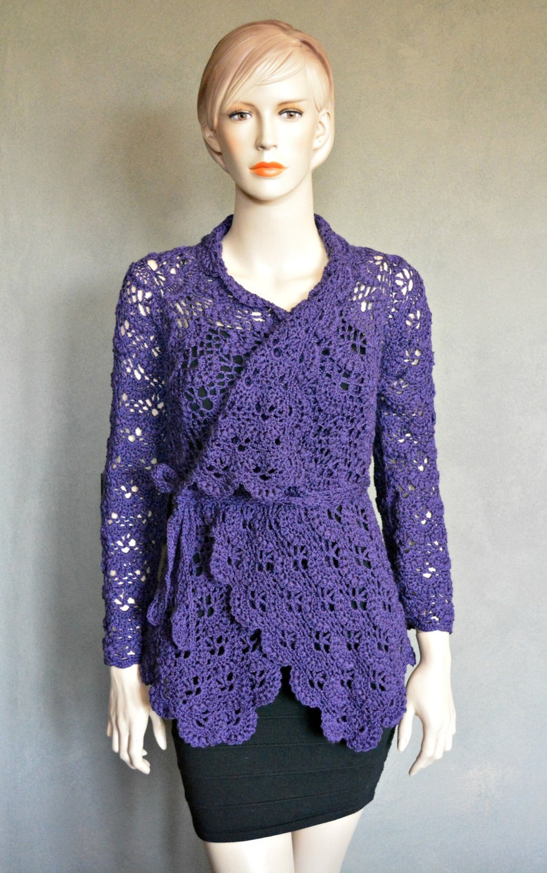 Purple Cardigan Boho Cardigan Crochet Cardigan Bohemian | Etsy