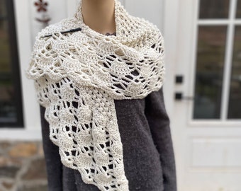 Las Perlas Shawl, Crochet Shawl, Knit Shawl, Shawl Pattern, Women Scarf.