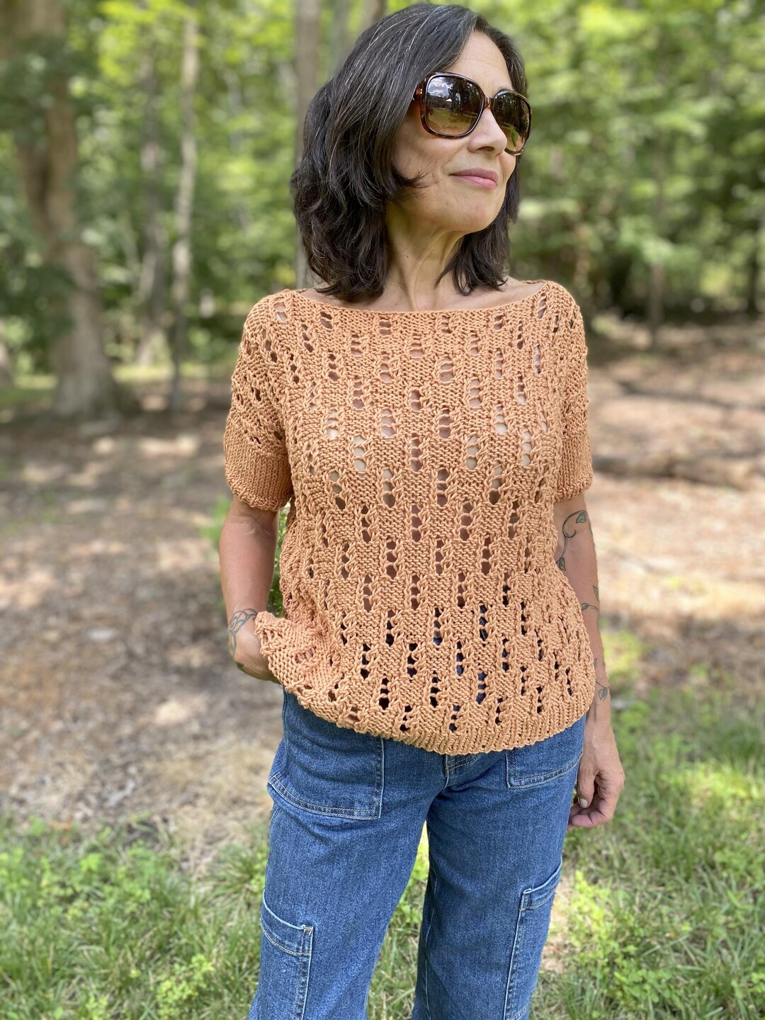 Lace Breeze Sweater Knitting Pattern, Women's Sizes XS-3XL (PDF