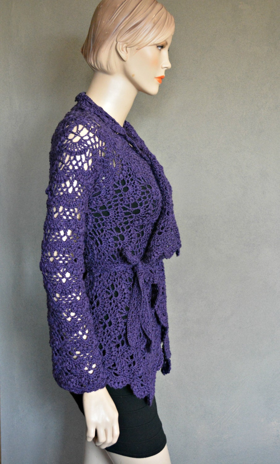 Purple Cardigan Boho Cardigan Crochet Cardigan Bohemian | Etsy