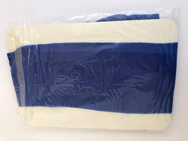 NOS Dead Stock Round the Clock Silky Lycra Size B 90s Olympic Blue control top pantyhose silky Lycra Round the Clock size B Sandaltoe