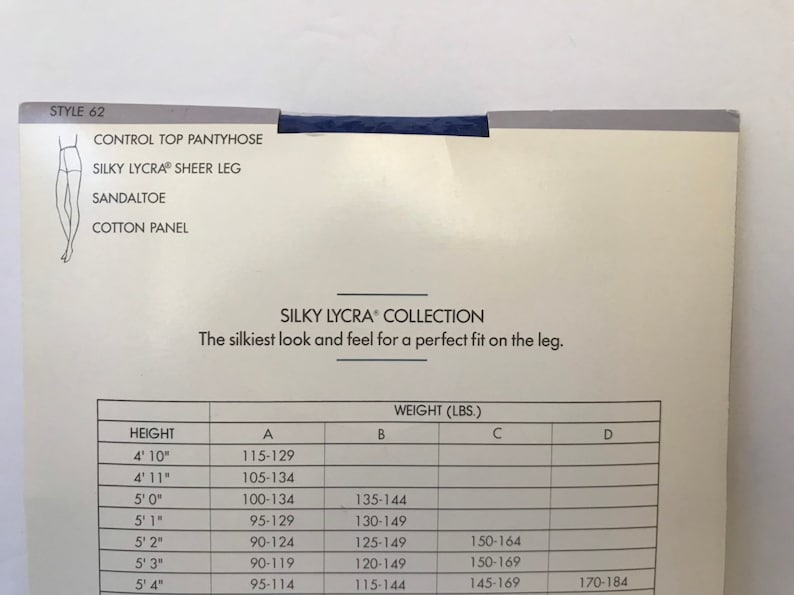 NOS Dead Stock Round the Clock Silky Lycra Size B 90s Olympic Blue control top pantyhose silky Lycra Round the Clock size B Sandaltoe