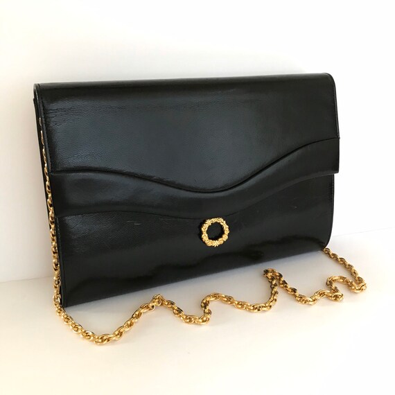90s Hanae Mori Black Patent Leather Shoulder Bag Designer | Etsy