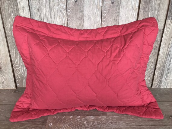 80s Red Orange Thick Quilted Pillow Sham Huge Pillow Cover Etsy