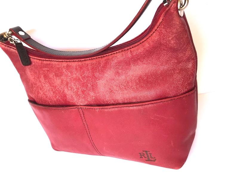 ralph lauren red leather handbag