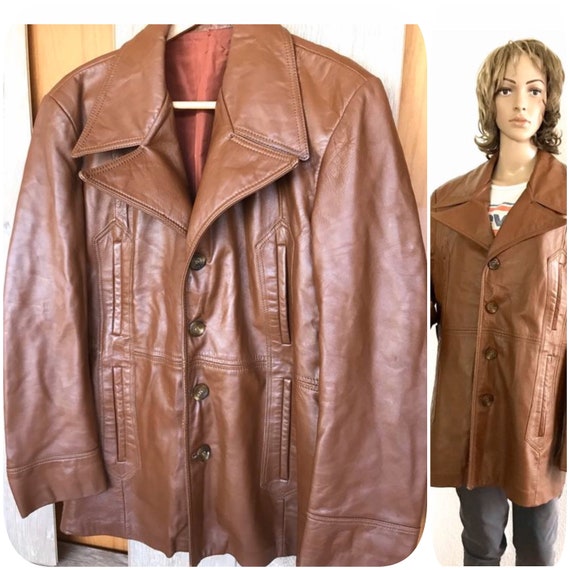 70s Good Fellas Leather Blazer, Burnt Orange Vinta