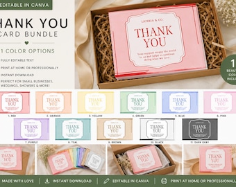 Editable Thank You Card Bundle | 11 Canva Templates | Small Business Insert Card | Customer Thank You Card | Instant Download