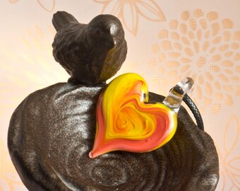 Orange and Red Glass Pendant Necklace