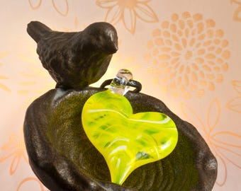 Yellow and White Glass Pendant Necklace