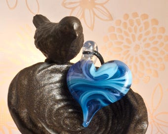 Blue Sparkly Glass Pendant Necklace
