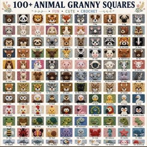 100+ Crochet Granny Square Patterns | Animals, Fruit, Sea Creatures (PDF Download)