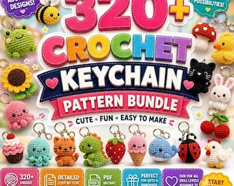 Plus de 320 modèles de porte-clés animés au crochet | Animaux, fruits, aliments (téléchargement PDF)