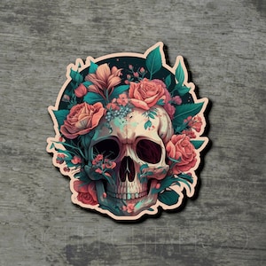 Skull & Roses sticker tattoo style decal